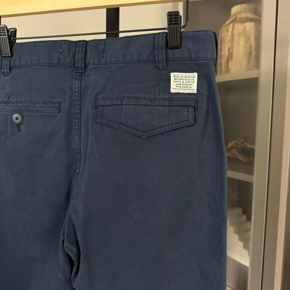 Deus Ex Machina Floyd Navy Chino Pants 29 NEW Blue Cotton Straight Leg Trouser - Picture 6 of 7